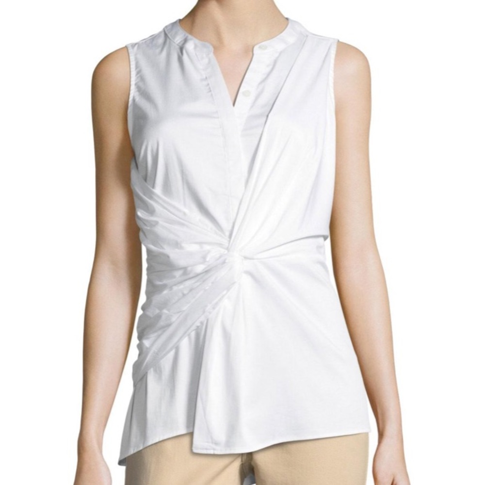 NEW Michael Kors Women's White Twist-front Blouse